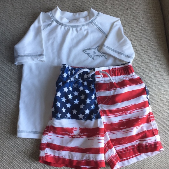 baby boy american flag bathing suit